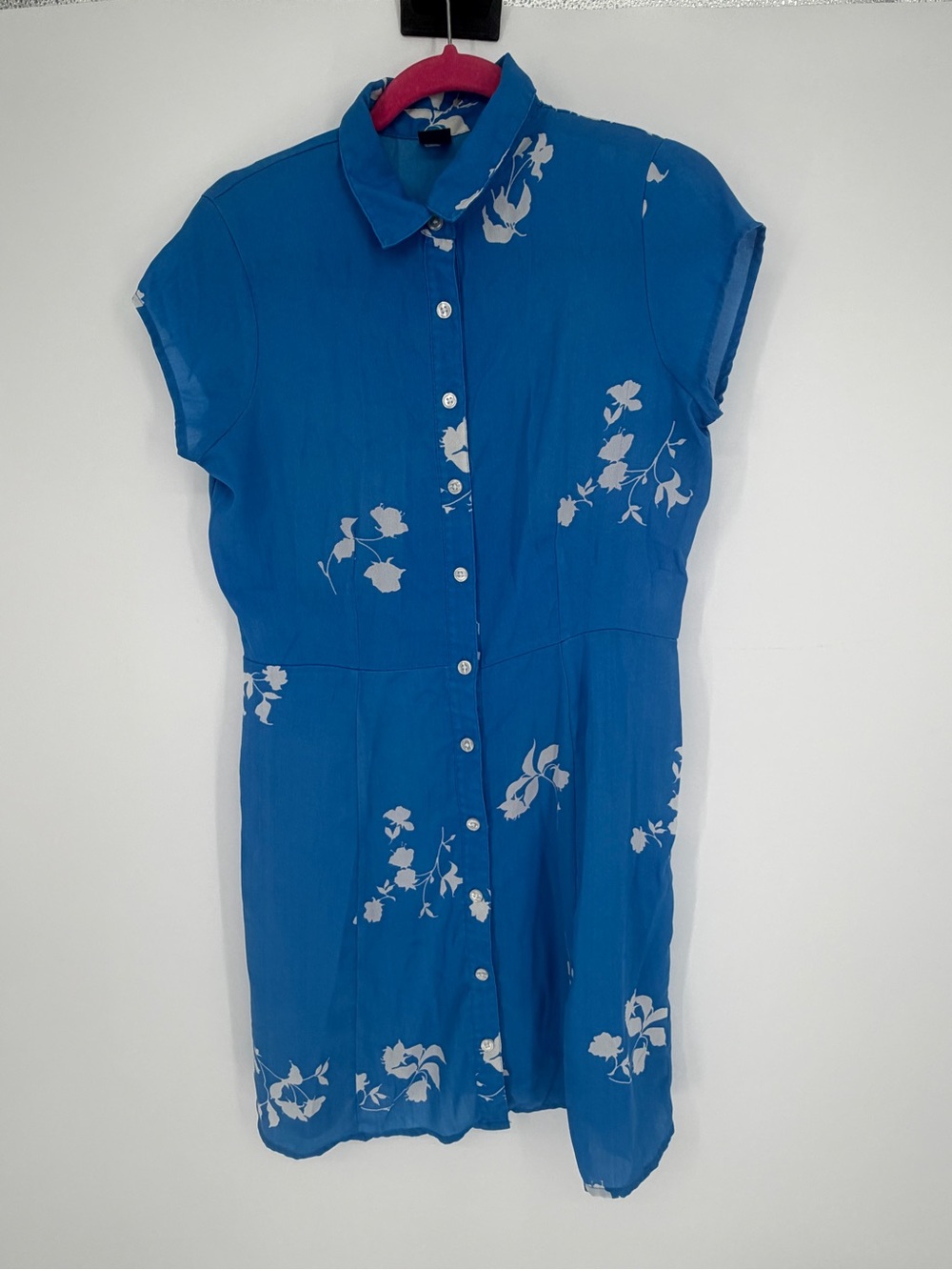City Streets medium  Blue Floral Button-Front Tunic